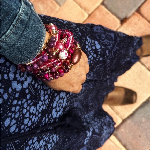 Viva Magenta multicolored gemstone beaded handmade unique bracelet - Picture 9 of 9